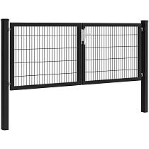 Hillfence metalen dubbele poort Premium-line, 300x100 cm, zwart