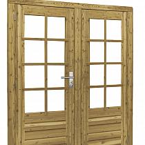 Douglas dubbele 8-ruits deur inclusief kozijn, 168x201 cm, groen geïmpregneerd