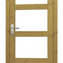 Vuren enkele 4-ruits deur inclusief kozijn, rechtsdraaiend, 90x201 cm, groen geïmpregneerd