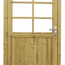 Vuren enkele 6-ruits deur extra breed inclusief kozijn, linksdraaiend, 112x201 cm, groen geïmpregn