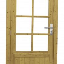 Vuren enkele 8-ruits deur inclusief kozijn, linksdraaiend, 90x201 cm, groen geïmpregneerd