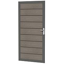 Composiet deur met houtmotief in aluminium frame 90x183 cm, grijs