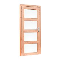 Douglas enkele 4-ruits deur inclusief kozijn, linksdraaiend, 90x201 cm, kleurloos geïmpregneerd