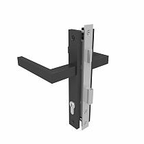 NewTechWood deurbeslagset, incl. hengen, duimen en deurklink, zwart.