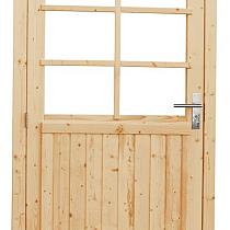 Vuren enkele 6-ruits deur extra breed inclusief kozijn, rechtsdraaiend, 112x201 cm, onbehandeld