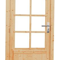 Vuren enkele 8-ruits deur inclusief kozijn, linksdraaiend, 90x201 cm, onbehandeld