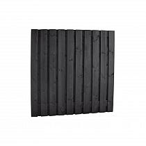 Naaldhout geschaafd plankenscherm 21-planks 15 mm, 180x180 cm, recht, geïmpregneerd en zwart gedom