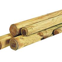 Grenen ronde boompaal Ø10x400cm cilindrisch gefreesd 1 zijde gepunt 1 zijde gekroond, groen geïmpreg