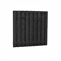 Naaldhout geschaafd plankenscherm 19-planks 15 mm, 180x180 cm, recht, geïmpregneerd en zwart gedom