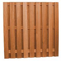 Hardhouten geschaafd plankenscherm 20-planks 14mm, recht verticaal, 180x180 cm, betonsysteem