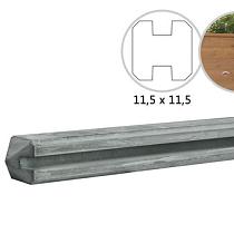 Betonpaal met sleuf en diamant kop tbv schutting 11,5x11,5x278 cm, grijs tussenpaal, ongecoat