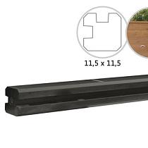 Betonpaal met sleuf en platte kop tbv schutting 11,5x11,5x277 cm, antraciet hoekpaal, gecoat