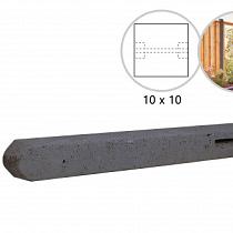 Betonpaal stampbeton 10x10x310 cm, antraciet tussenpaal tbv recht scherm met 2 betonplaten
