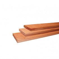 Douglas geschaafd vlonderplank, 1 zijde grof, 1 zijde fijn profiel, 2,4x13,8x300 cm, kleurloos geïmp