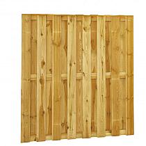 PROMO Grenen geschaafd plankenscherm 18-planks 15 mm, 180x180cm, recht, groen geïmpregneerd