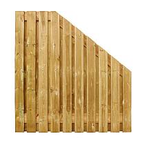 Grenen geschaafd plankenscherm 21-planks 15mm, 180x180-90cm, verticaal, recht aflopend, groen ge