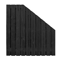 Naaldhout geschaafd plankenscherm 21-planks 15 mm, 180x180/90cm, recht aflopend, geïmpregneerd en zw