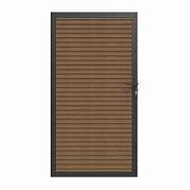 NewTechWood Co-extrusie composiet deur in aluminium frame, horizontaal triple, 100x195cm, Teak.