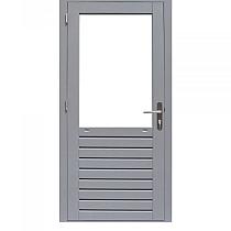 Hardhouten enkele 1-ruits deur Prestige met dubbelglas, rechtsdraaiend, 109x221 cm, grijs gegrond