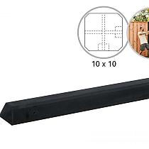 Betonpaal glad met diamantkop 10x10x280 cm, antraciet gecoat, hoekpaal