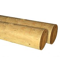 Grenen ronde boompaal Ø8x250cm cilindrisch gefreesd 1 zijde gepunt 1 zijde gekroond, groen geïmpreg