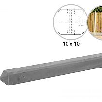 Betonpaal glad met diamantkop 10x10x280 cm, grijs ongecoat, T-paal