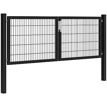 Hillfence metalen dubbele poort Premium-line, 300x100 cm, zwart