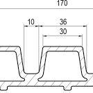 Composiet rhombusprofiel triple 3,3x17x390cm lichtgrijs