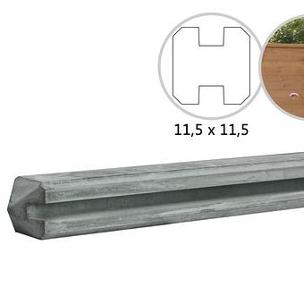 Betonpaal met sleuf en diamant kop tbv schutting 11,5x11,5x278 cm, grijs tussenpaal, ongecoat