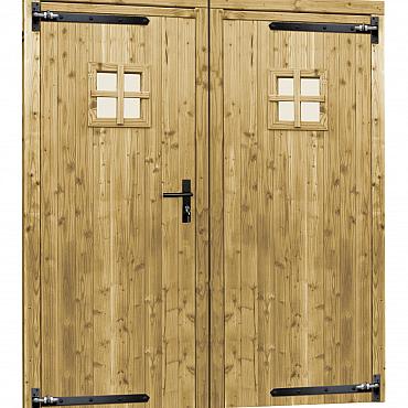 Douglas dubbele 1-ruits deur inclusief kozijn, 168x201 cm, groen geïmpregneerd