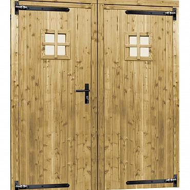Douglas dubbele 1-ruits deur inclusief kozijn, 168x201 cm, groen geïmpregneerd
