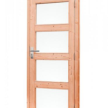 Douglas enkele 4-ruits deur inclusief kozijn, rechtsdraaiend, 90x201 cm, kleurloos geïmpregneerd