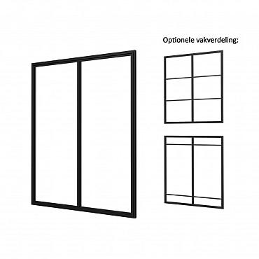 Industriële glaspui A, aluminium framewerk, zwart gecoat 178,5 cm