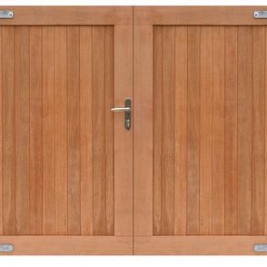 Hardhouten dubbele toegangspoort, verticaal, 300x180 cm incl beslag