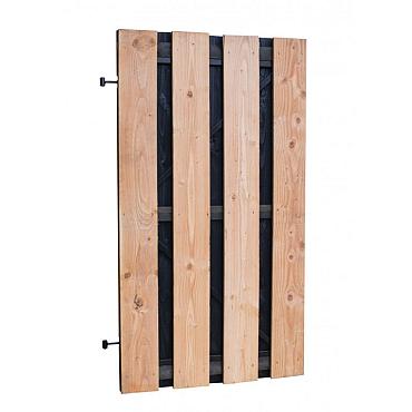 Douglas fijnbezaagde plankendeur met zwarte binnenzijde, op zwart verstelbaar frame, 100x180cm, zwar