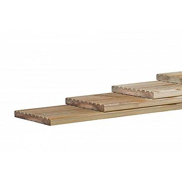 Grenen enkelzijdig geprofileerd vlonderplank, 2,8x14,5x300 cm, groen geïmpregneerd