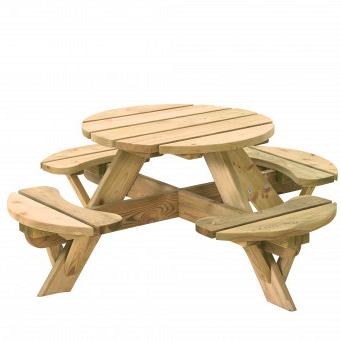 Kinderpicknicktafel rond Jimmy, doorsnede blad 63 cm, groen geïmpregneerd