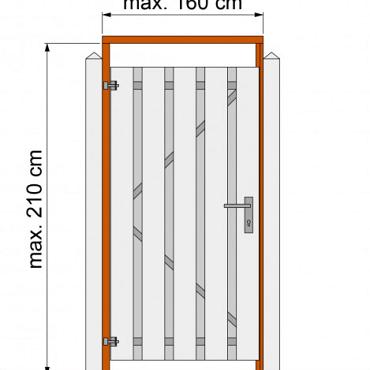 Tuindeurkozijn hardhout met aanslaglat, max 160 cm breed
