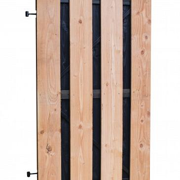 Douglas fijnbezaagde plankendeur met zwarte binnenzijde, op zwart verstelbaar frame, 100x180cm, zwar