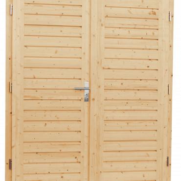 Vuren dubbele dichte opdekdeur met 5-puntssluiting, 168x201 cm, onbehandeld