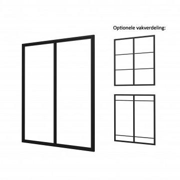 Industriële glaspui A, aluminium framewerk, zwart gecoat 178,5 cm