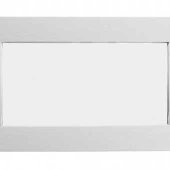 Vuren vast raam met melkglas. 72x45 cm, wit gespoten.