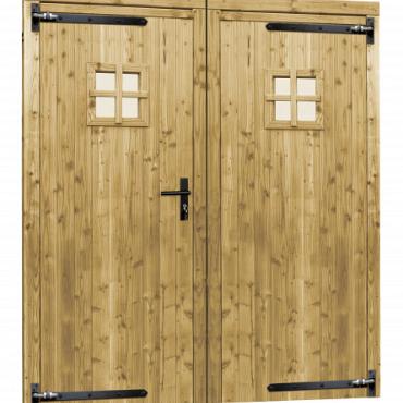 Douglas dubbele 1-ruits deur inclusief kozijn, 168x201 cm, groen geïmpregneerd