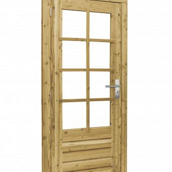 Douglas enkele 8-ruits deur inclusief kozijn, linksdraaiend, 90x201 cm, groen geïmpregneerd