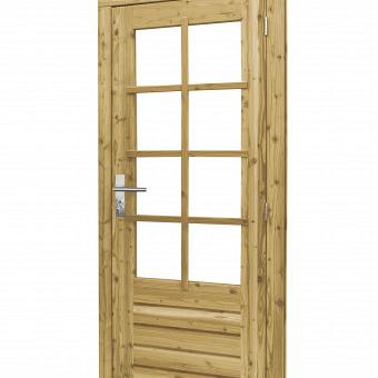 Douglas enkele 8-ruits deur inclusief kozijn, rechtsdraaiend, 90x201 cm, groen geïmpregneerd