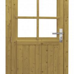 Vuren enkele 6-ruits deur inclusief kozijn, linksdraaiend, 90x201 cm, groen geïmpregneerd