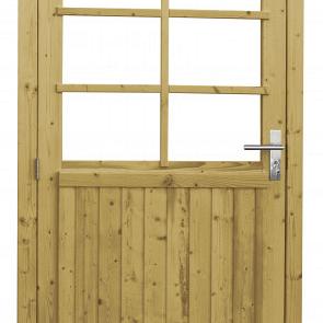 Vuren enkele 6-ruits deur extra breed inclusief kozijn, linksdraaiend, 112x201 cm, groen geïmpregn