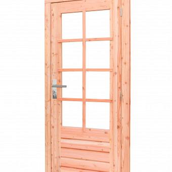 Douglas enkele 8-ruits deur inclusief kozijn, rechtsdraaiend, 90x201 cm, kleurloos geïmpregneerd