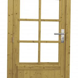 Vuren enkele 8-ruits deur inclusief kozijn, linksdraaiend, 90x201 cm, groen geïmpregneerd