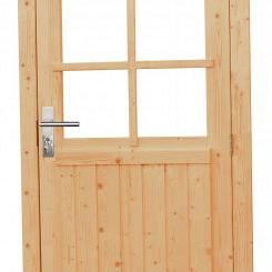 Vuren enkele 6-ruits deur inclusief kozijn, rechtsdraaiend, 90x201 cm, onbehandeld